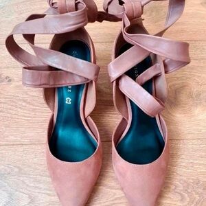 next Dusty Rose Pointed-Toe Heels with Wrap Straps
